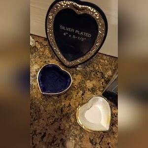 RG Silver Plated Heart Photo Frame and Trinket Boxes Set